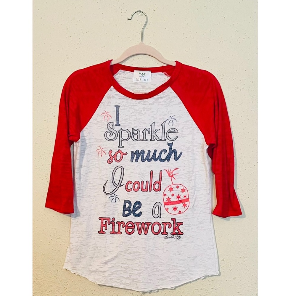 Red White and Blue baseball style t-shirt